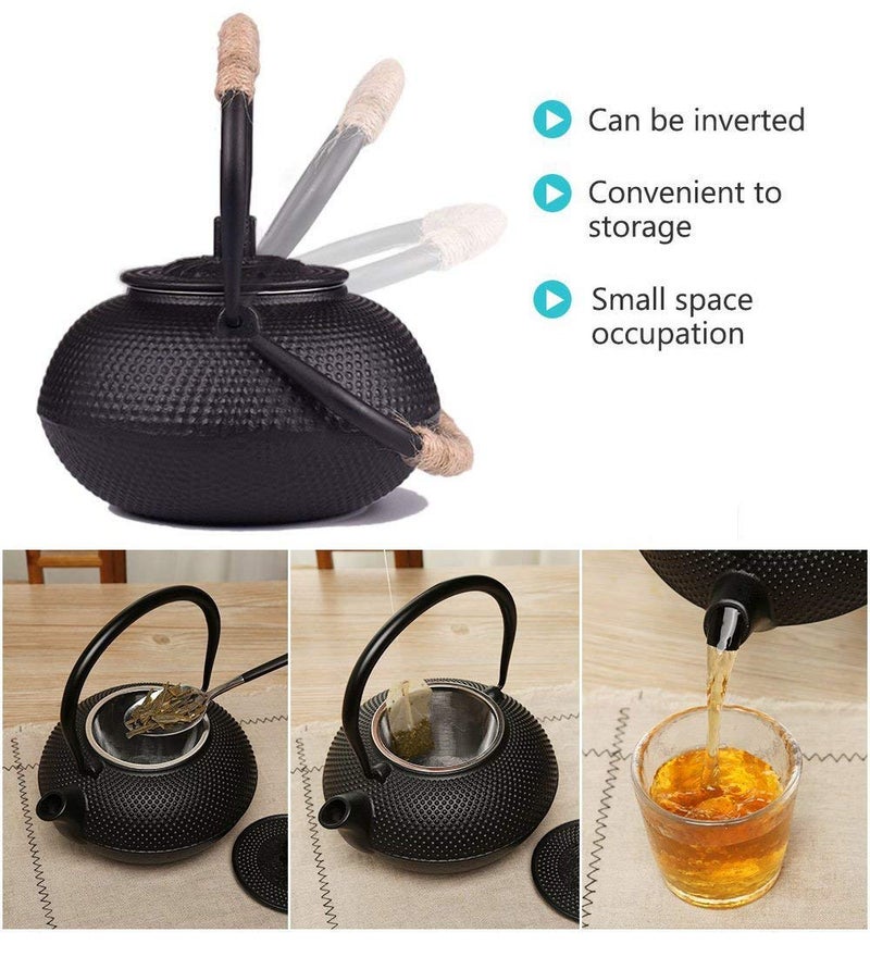 Hwagui - Cast Iron Teapot With Stainless Steel Infuser For Loose Leaf Tea And Teabags  Cast Iron Tea Kettle Stovetop Safe  800ml/27oz - Image 3